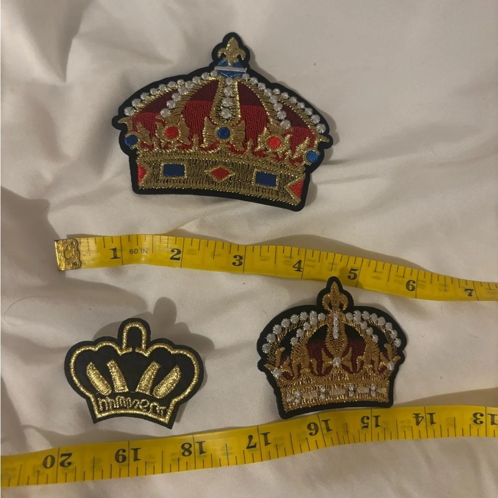 Crown Embroidered Patches Set - Red, Gold, Black